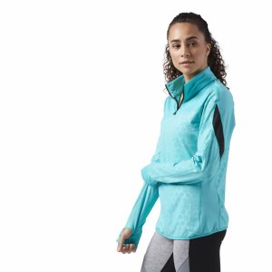 Reebok HEXAWARM Quarter Zip Jacke Damen - Türkis - DE 469-ZBW